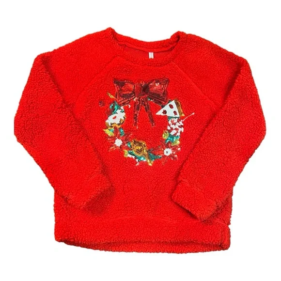 Christmas sweater w sequined wreath size M - Picture 2 of 6